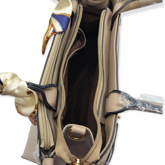 Faux Croc Embossed Satchel Bag - Picture 3 of 5